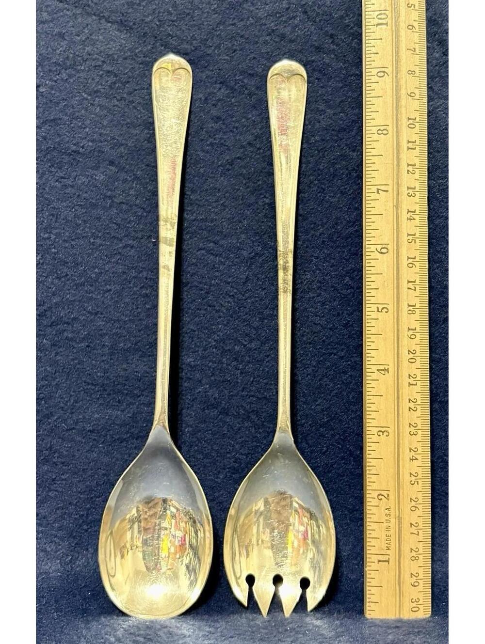 Vintage England  Silver Plated 10" Salad Serving Set